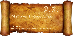Pöpperl Kocsárd névjegykártya